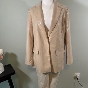 A New Day Women's Small Sequin Blazer Champagne Party Career Jacket